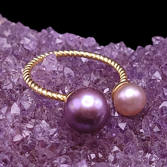 Adeline Gold Ring Purple & Champagne